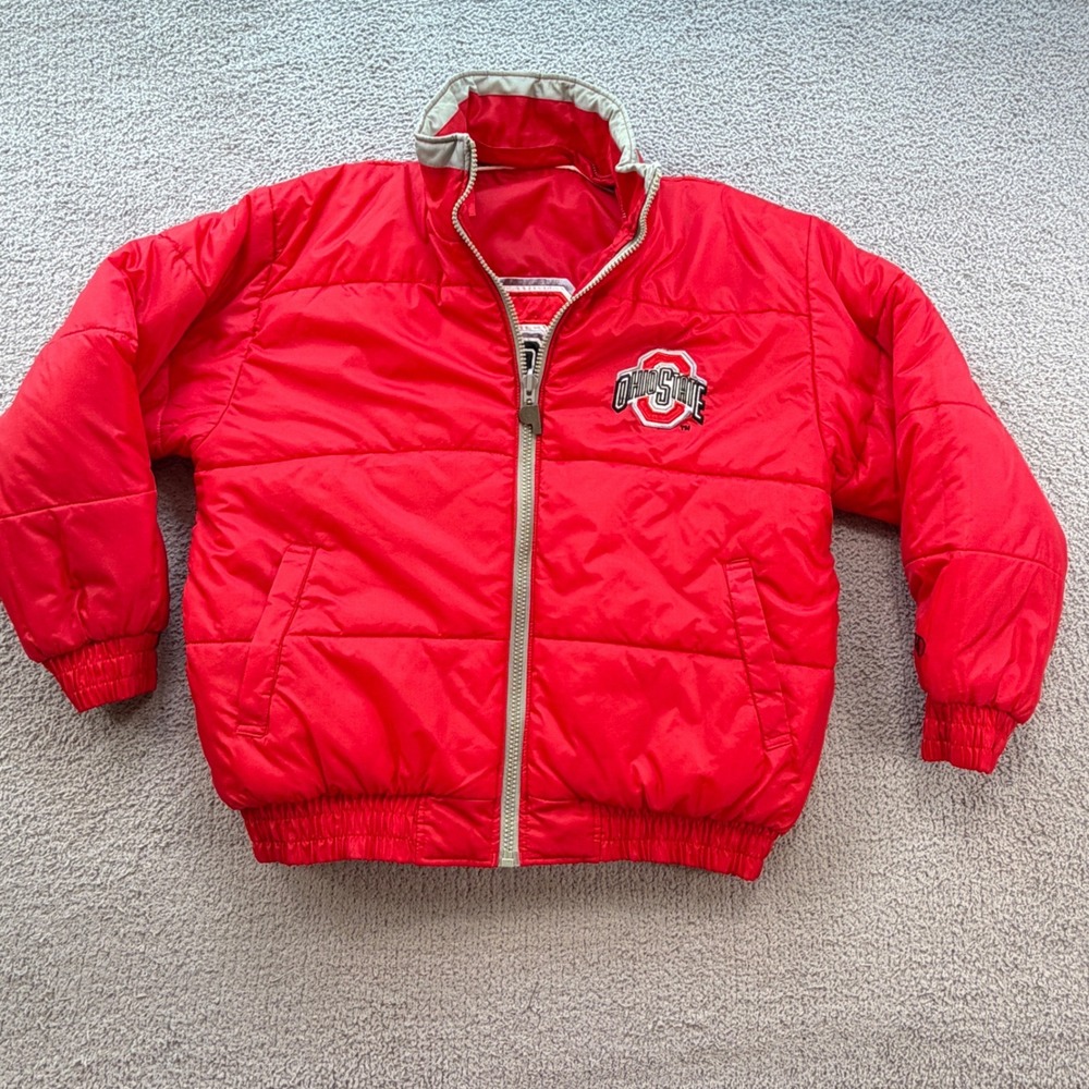 Vintage Ohio State Buckeyes Reversible Puffer Jacket Red Men Pro Player Y2K NCAA